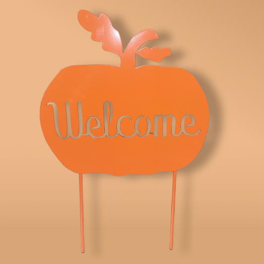 Welcome Pumpkin With Stakes